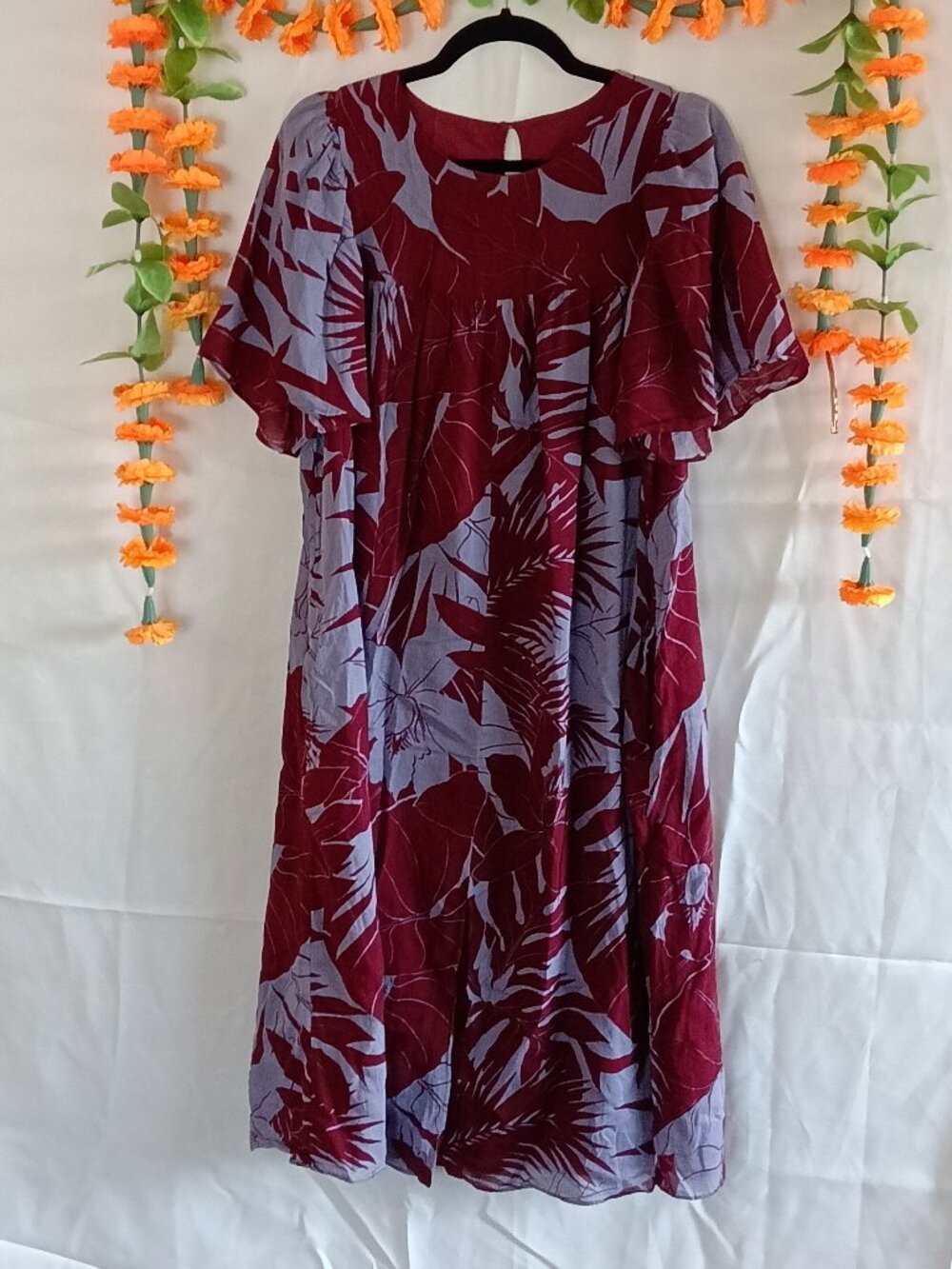 Madewell Flutter-Sleeve Caftan Dress in Tropical Vacation - Medium - POCKETS!